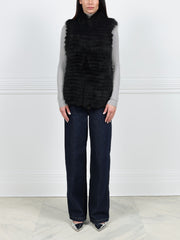 The Nina Stripped Fox Fur Vest