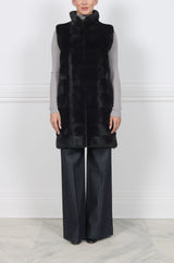 The Luca Mink Vest with Zippers