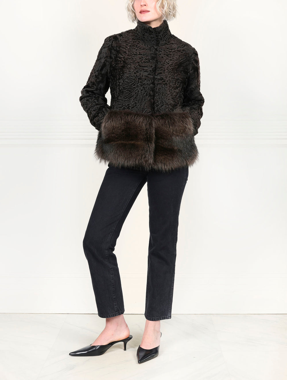 The Dover Lamb Jacket with Fur Peplum