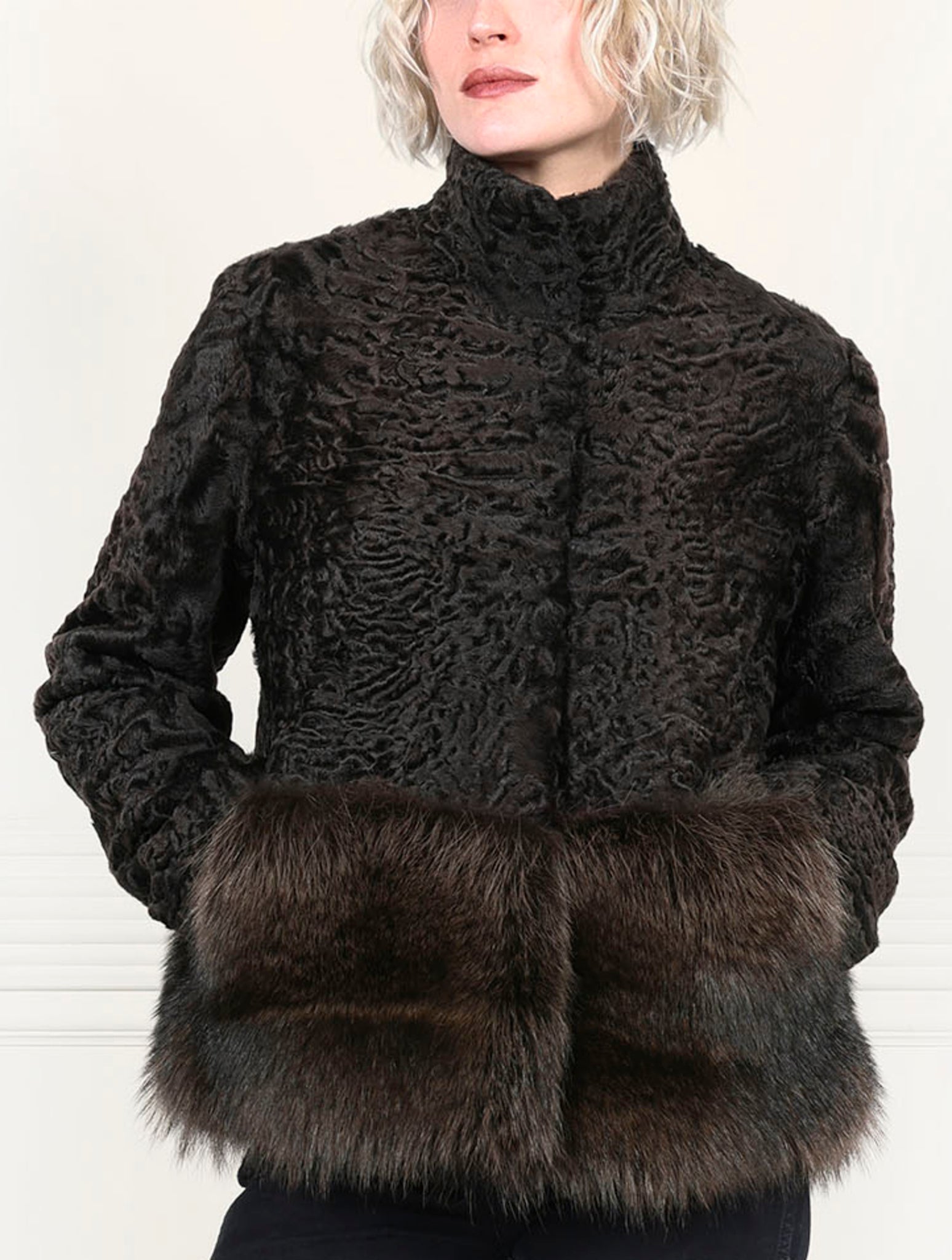 The Dover Lamb Jacket with Fur Peplum