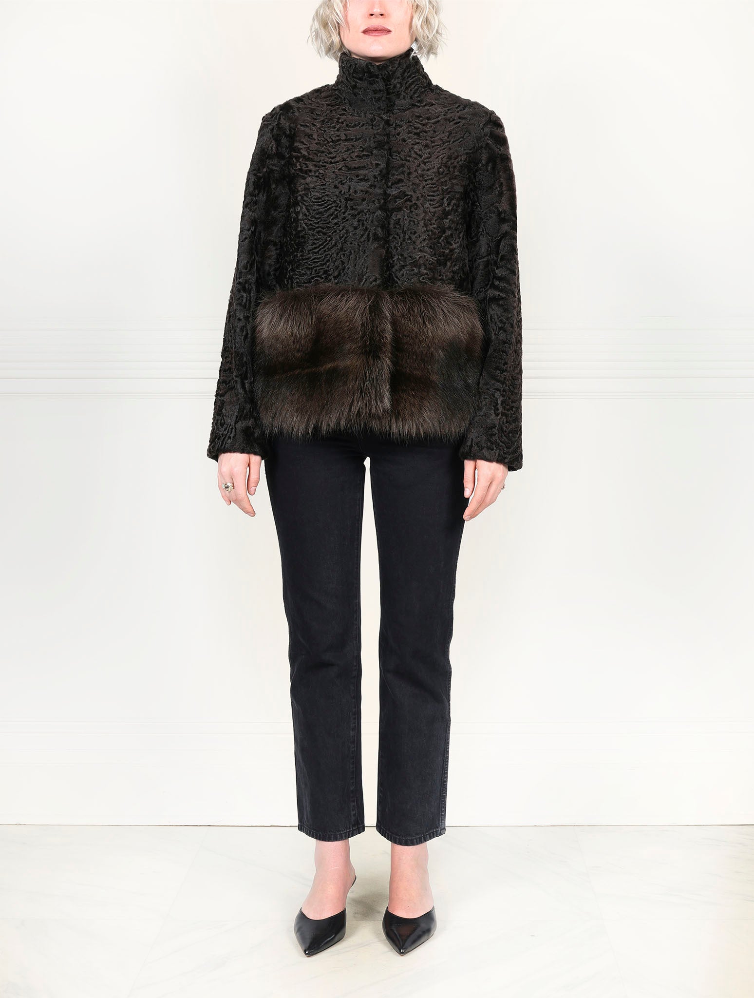 The Dover Lamb Jacket with Fur Peplum
