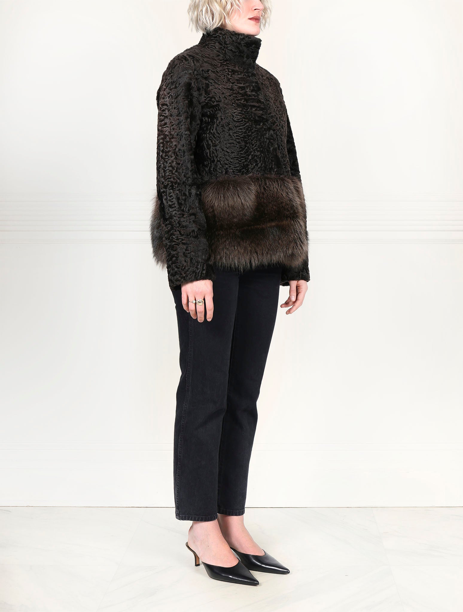 The Dover Lamb Jacket with Fur Peplum