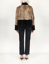 The Dover Shearling Jacket with Fur Trim in Leopard