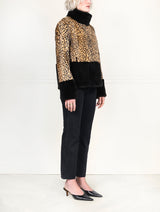 The Dover Shearling Jacket with Fur Trim in Leopard