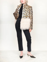 Leopard Printed Shearling Jacket with Peplum