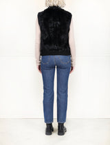 The Aurelia Upcycled Rabbit Vest with Knit Trim