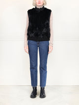 The Aurelia Upcycled Rabbit Vest with Knit Trim