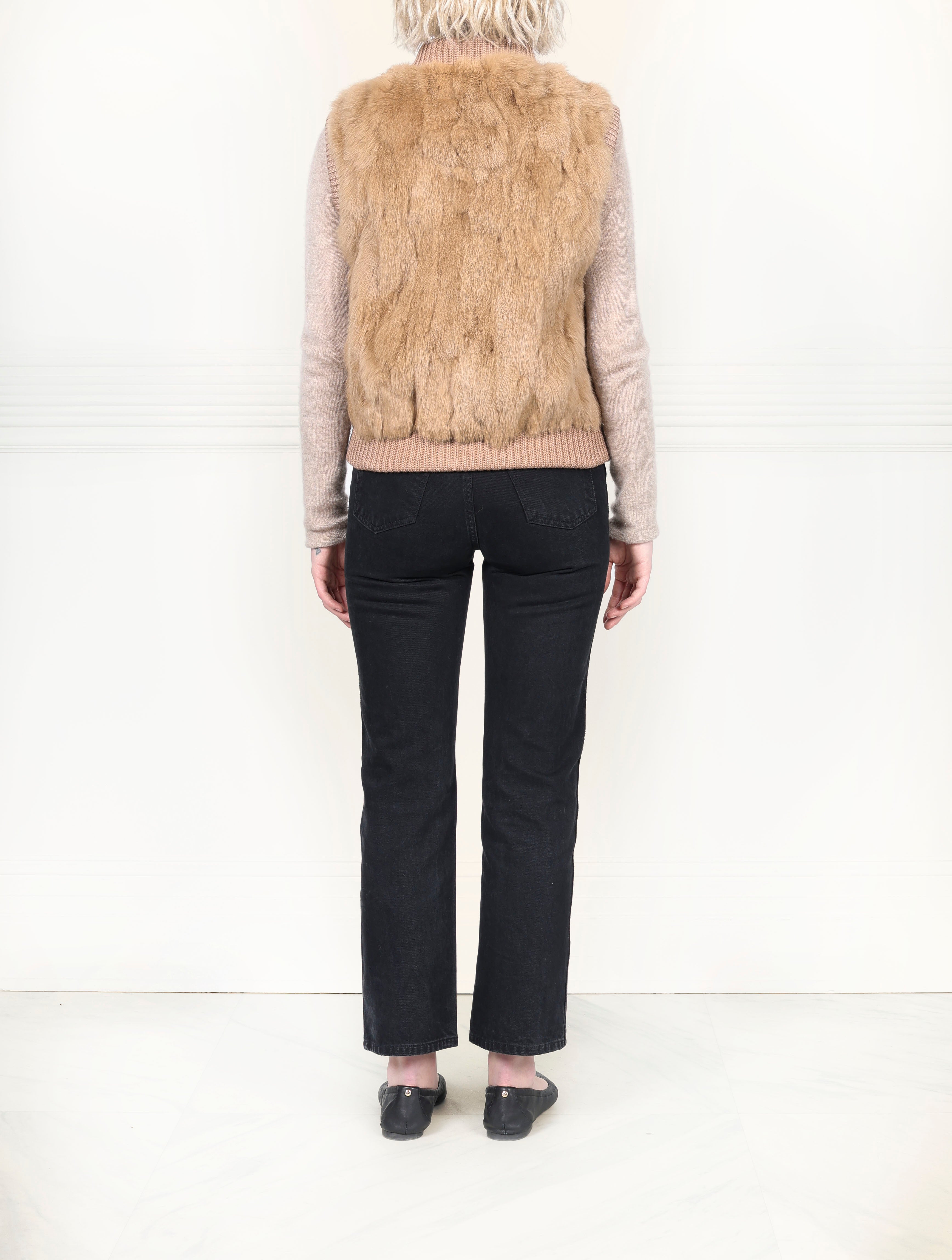 The Aurelia Upcycled Rabbit Vest with Knit Trim