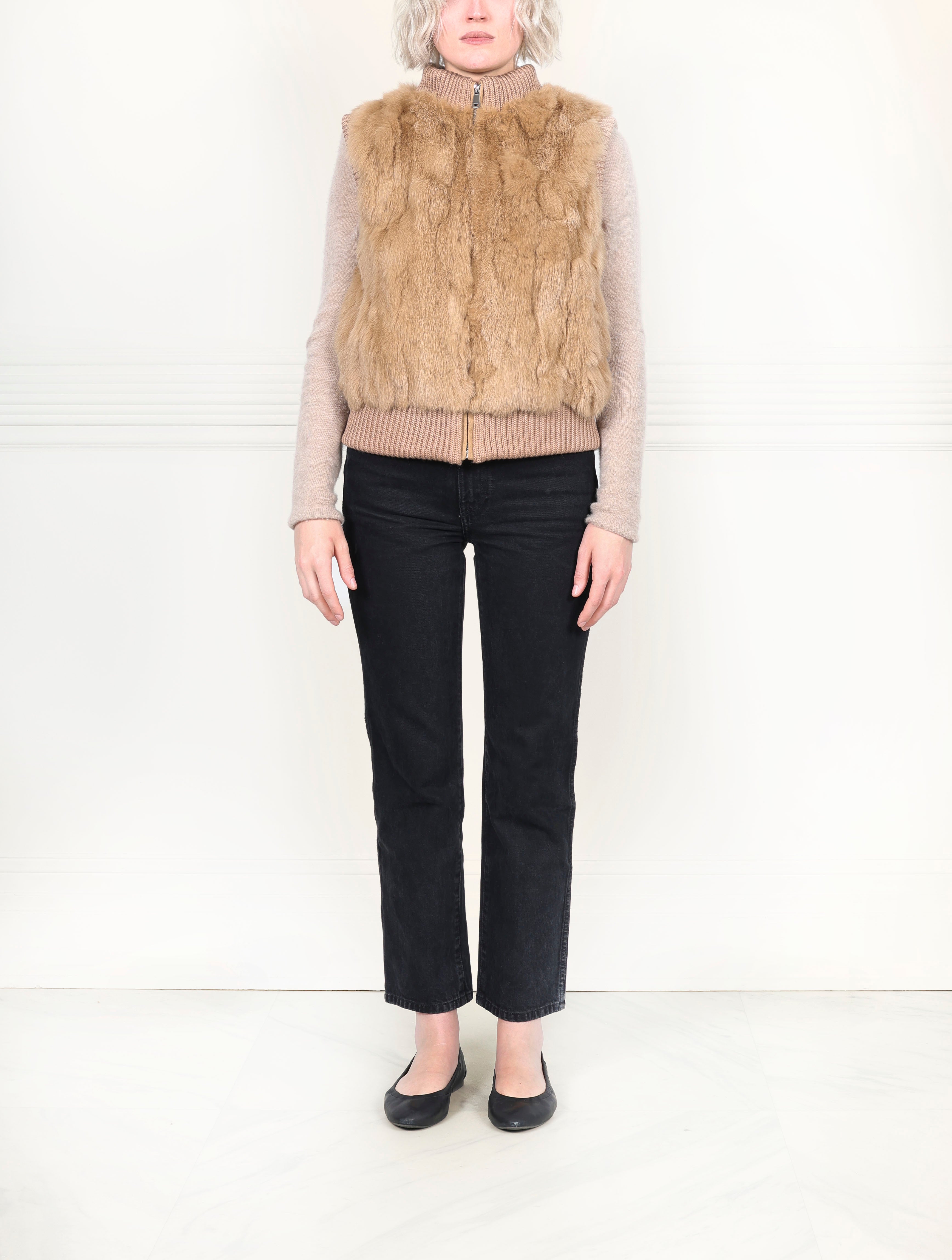 The Aurelia Upcycled Rabbit Vest with Knit Trim