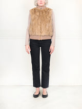 The Aurelia Upcycled Rabbit Vest with Knit Trim
