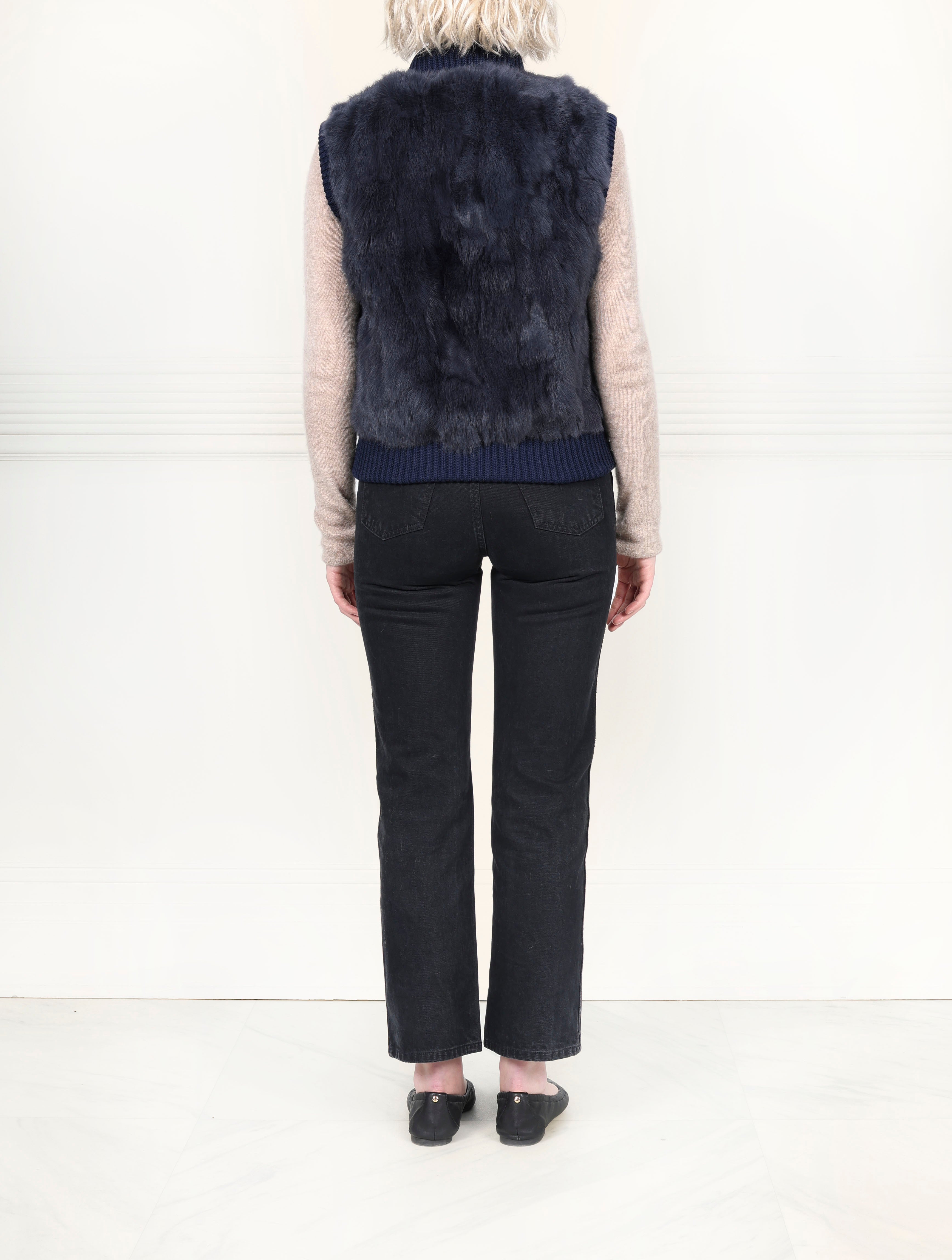 The Aurelia Upcycled Rabbit Vest with Knit Trim