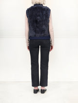 The Aurelia Upcycled Rabbit Vest with Knit Trim