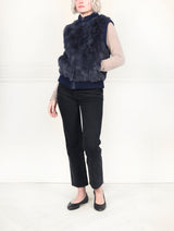 The Aurelia Upcycled Rabbit Vest with Knit Trim