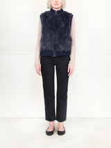 The Aurelia Upcycled Rabbit Vest with Knit Trim