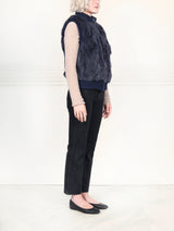 The Aurelia Upcycled Rabbit Vest with Knit Trim