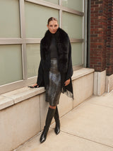 Fur Trim Fringed Stole