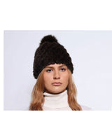 The Knit Mink Fur Hat with Fox Pom in Multiple Colors