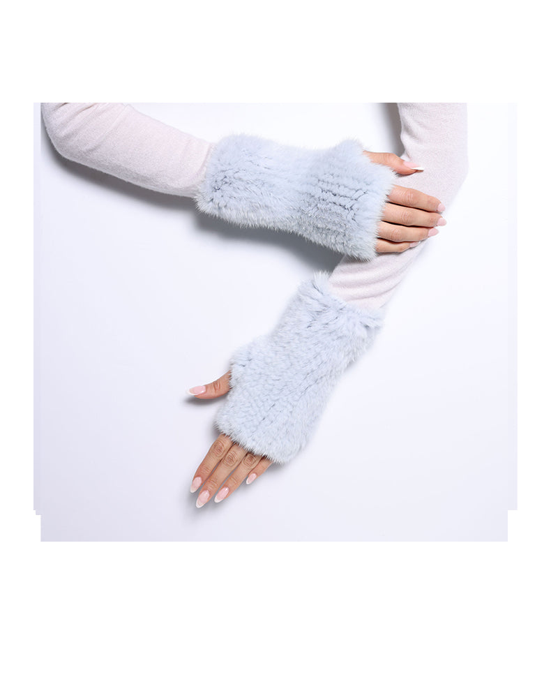 The Short Mink Knitted Fingerless Fur Gloves