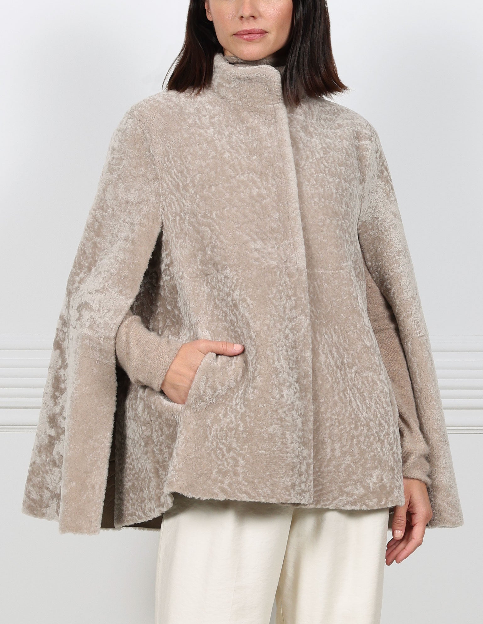 The Abigail Shearling Cape