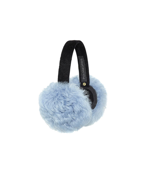 Shearling ear muffs with Double G in white