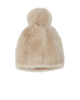 Knitted Mink Fur Hat with Fur Pom