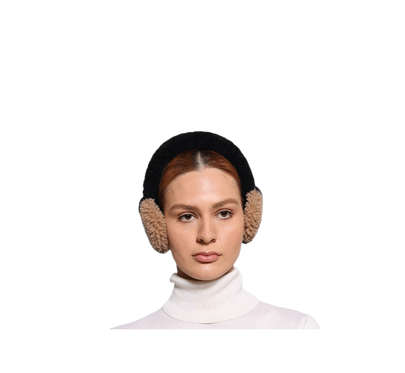 Two-Tone Shearling Wrapped Earmuffs