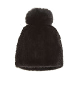 Knitted Mink Fur Hat with Fur Pom