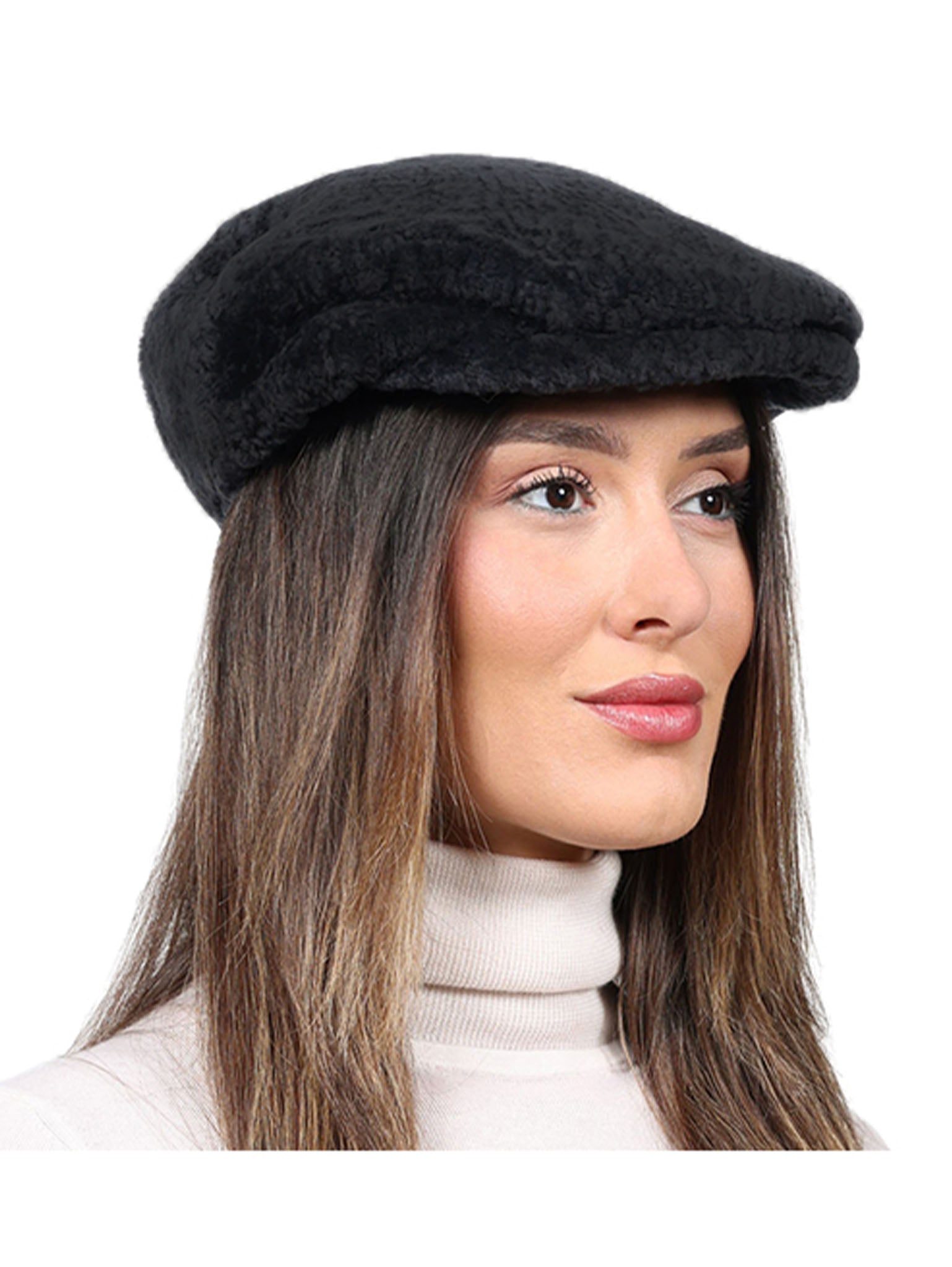 Curly Shearling Driver Hat