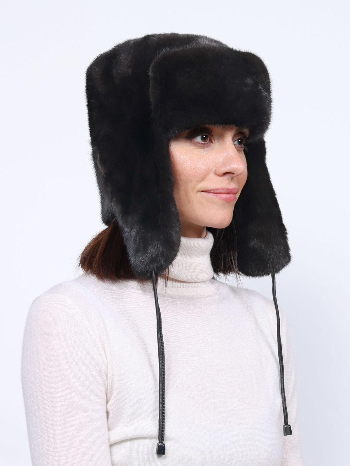 New Pologeorgis 100% Mink Fur Hat The Knit Mink Fur Hat with Fox Pom in Multiple Colors  main image 3