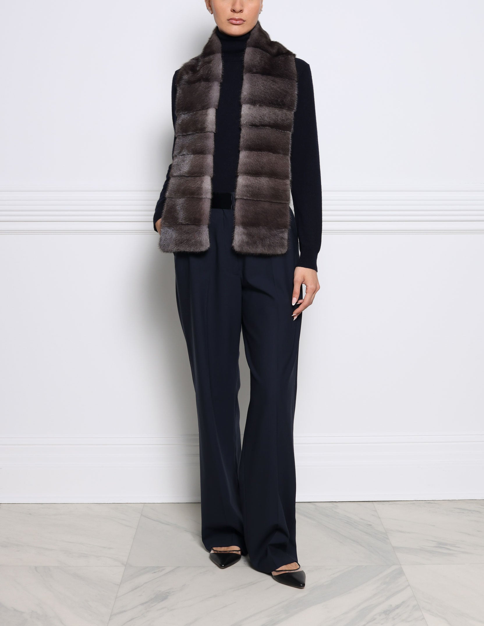 Long Cross Cut Mink Scarf