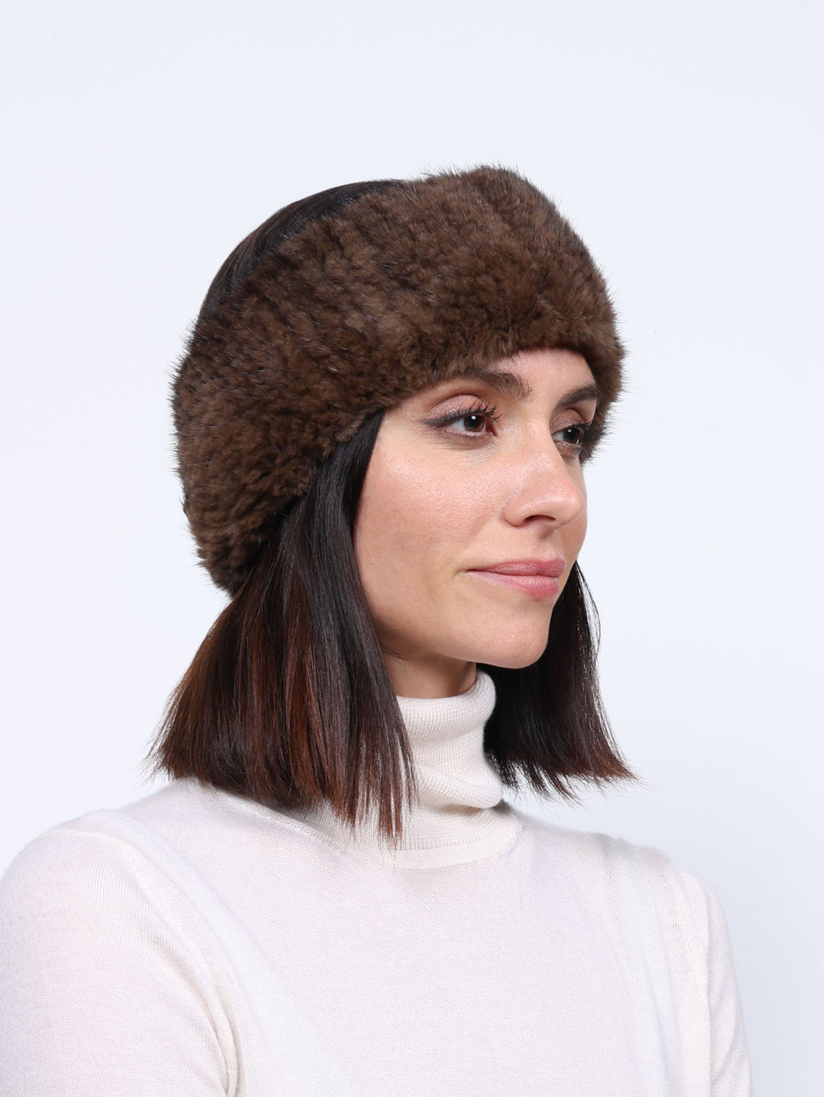 Brown mink Headband New Coganc Mink Fur Headband Efurs4less | eBay main image 3