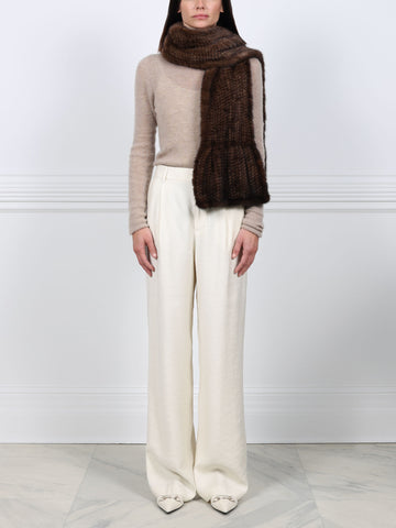 Knitted Mink Ruffle Scarf