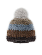 Multi Color Knitted Mink Hat with Pom
