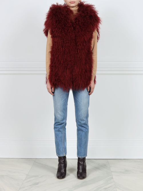Curly Shearling Hooded Vest