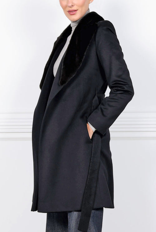 The Reece Cashmere Coat with Mink Fur Collar