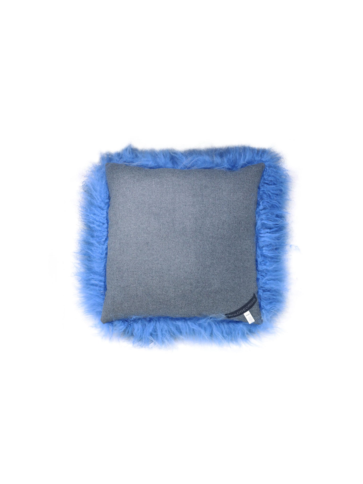 Blue Frosted Curly Shearling Pillow