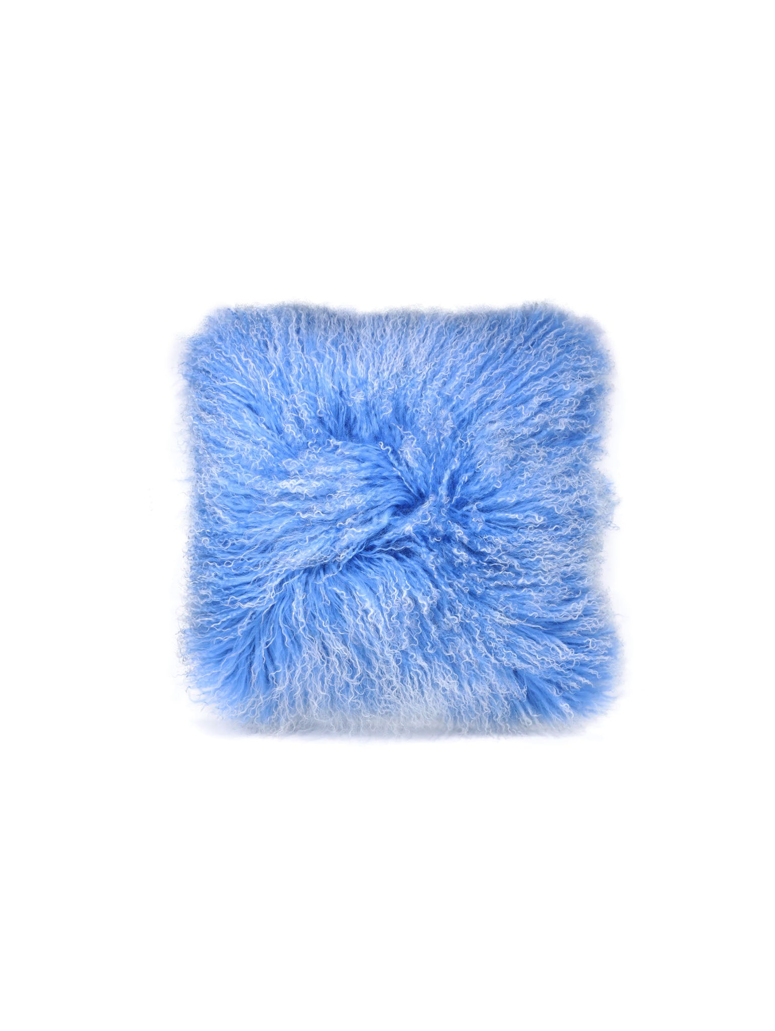 Blue Frosted Curly Shearling Pillow