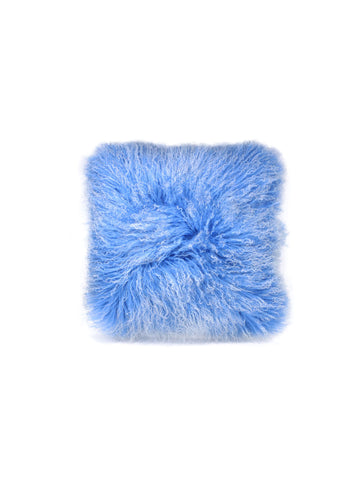 Blue Frosted Curly Shearling Pillow
