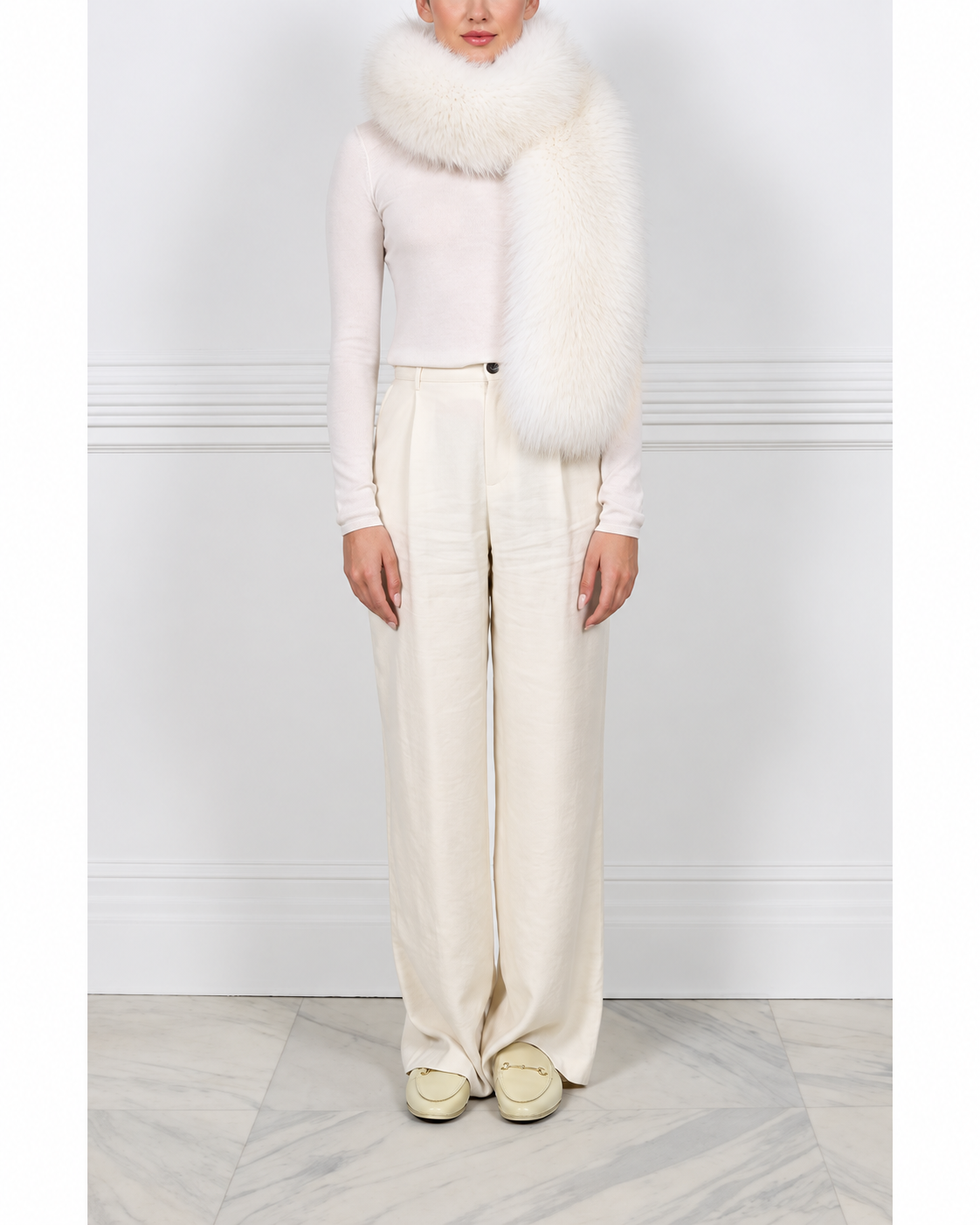 White Fox Fur Scarf