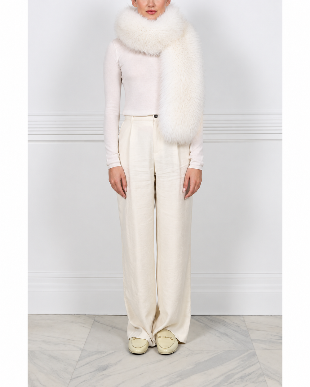 White Fox Fur Scarf