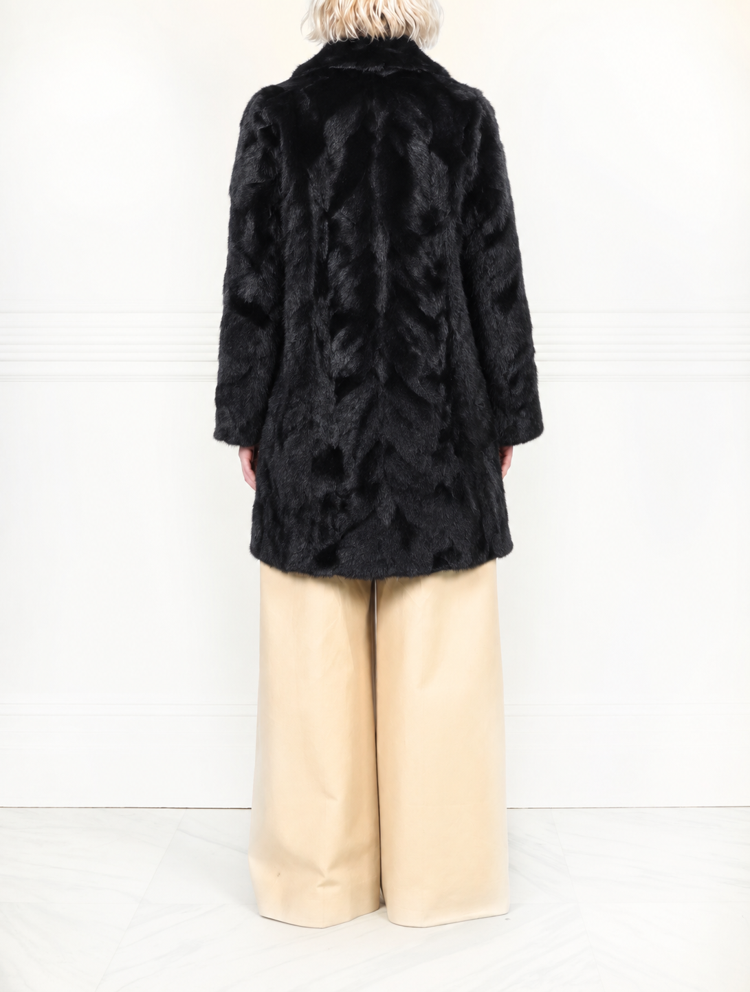 The Fen Upcycled Reversible Mink Coat in Black
