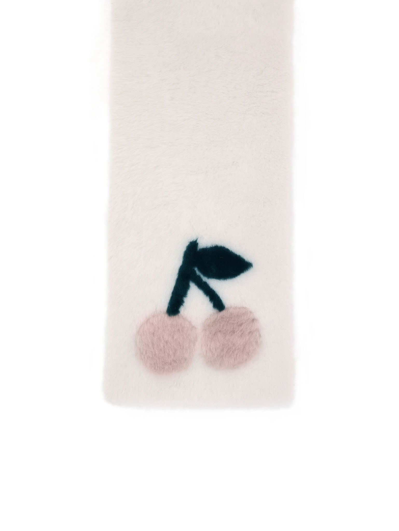 The Cherries Ivory Shearling Intarsia Scarf