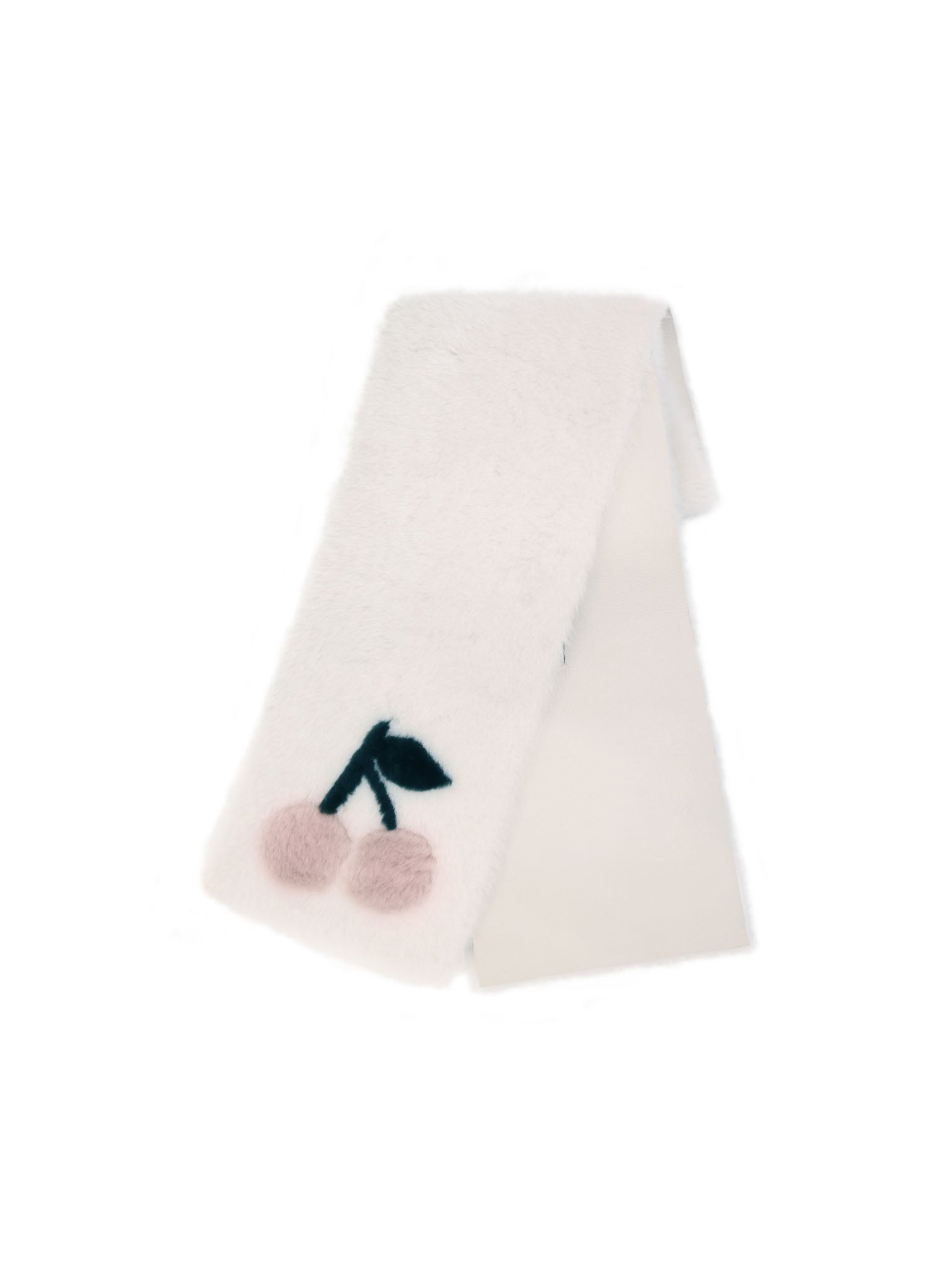 The Cherries Ivory Shearling Intarsia Scarf
