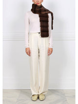 Cross Cut Mink Fur Scarf in Silver Blue