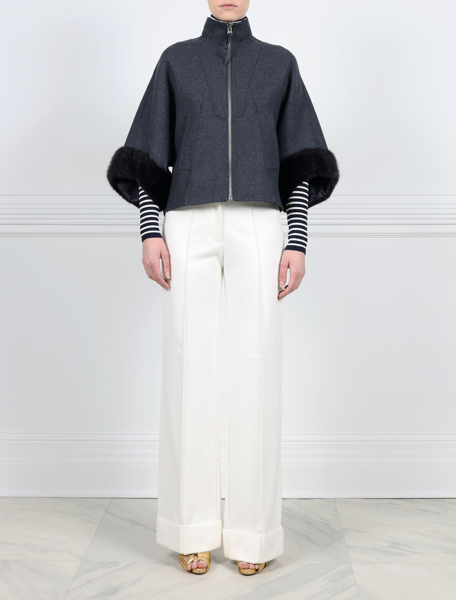 The Maren Wool Jacket with Mink Fur Trim