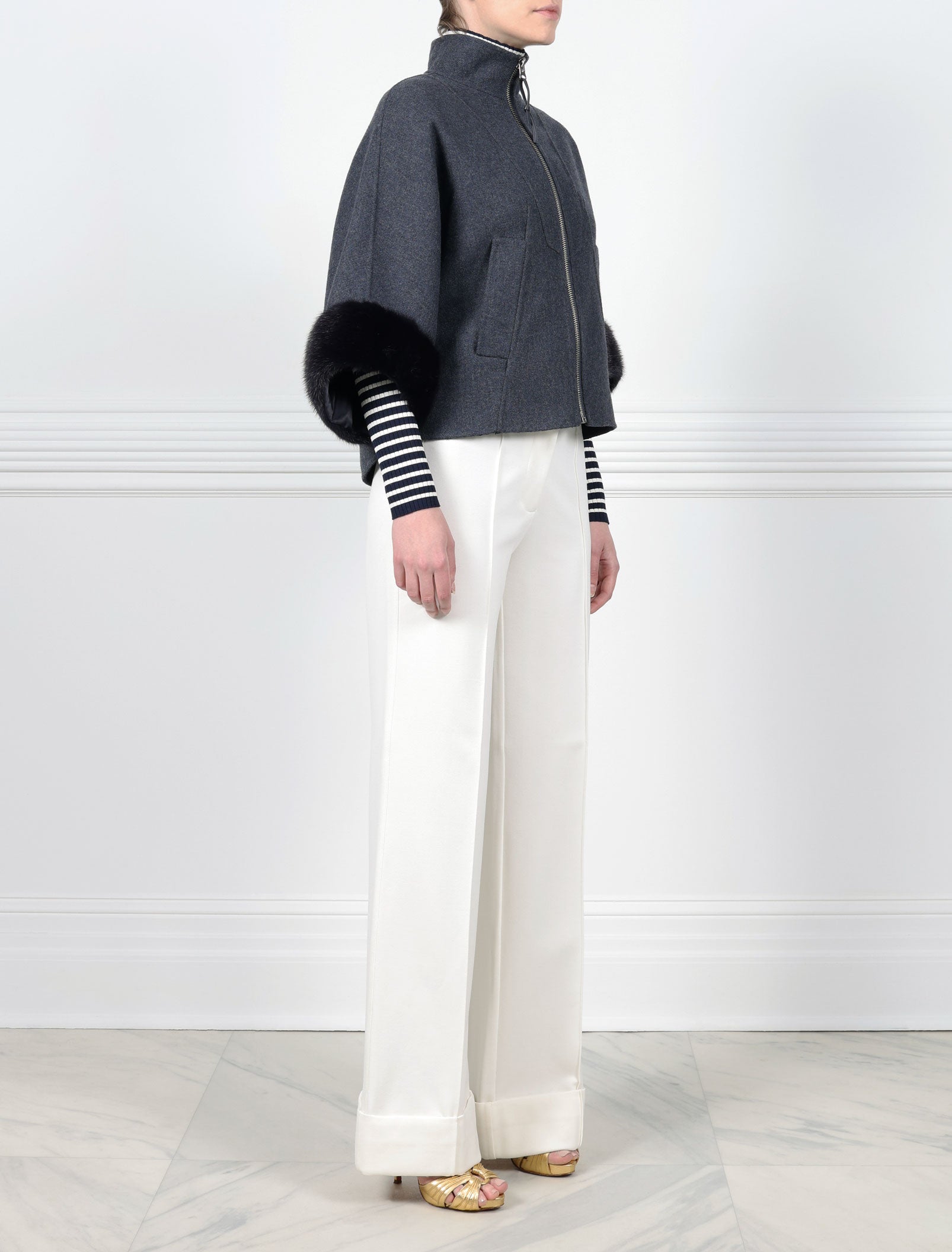 The Maren Wool Jacket with Mink Fur Trim