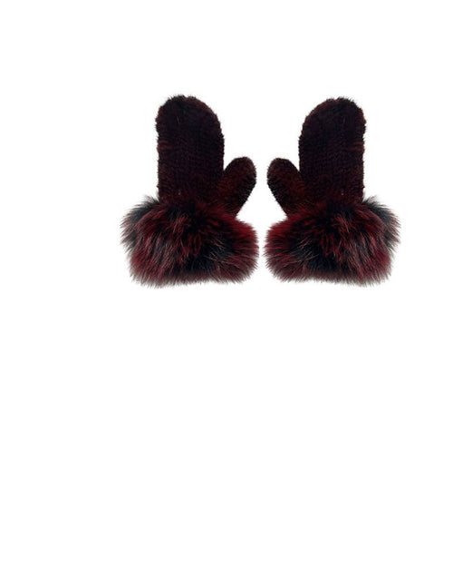 The Knitted Mink Mittens with Fox Trim