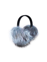 Dyed Fur Earmuffs with Velvet Bands in Blue