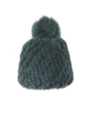 The Knit Mink Fur Hat with Fox Pom in Multiple Colors