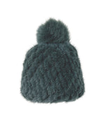 The Knit Mink Fur Hat with Fox Pom in Multiple Colors